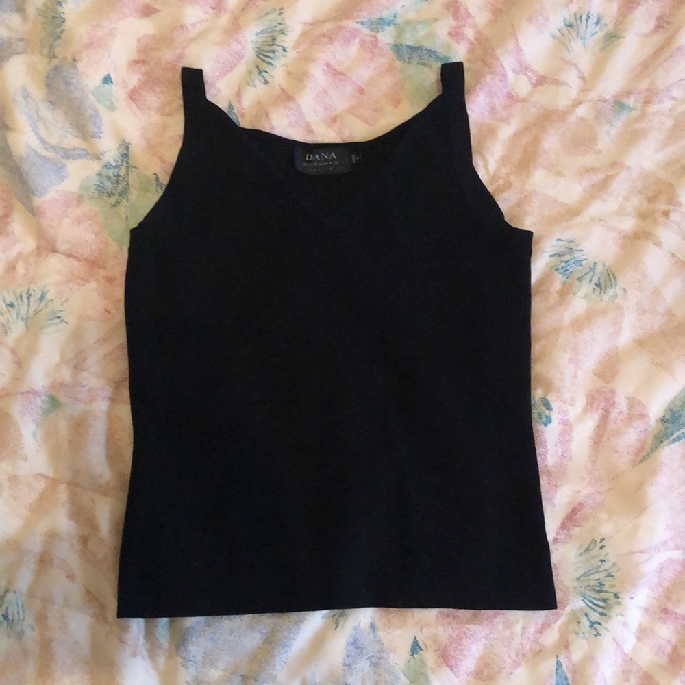 Vintage Black Dressy Tank Top - Dana Buchman Petite - Small